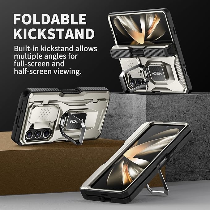 TONGATE for Z Fold 5 Case with Ring Stand, Built-in S Pen Holder & Glass Screen - Image 3