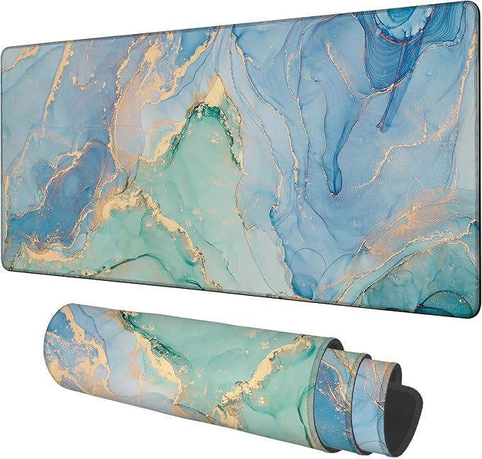 Gaming Desk Pad Large Extra Length Fluid Art Marble Mouse Pad Keyboard Laptop by Unknown