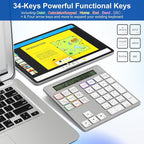 2-in-1 Wireless Number Pad & Calculator, 34-Key Portable Number Pad - Image 3