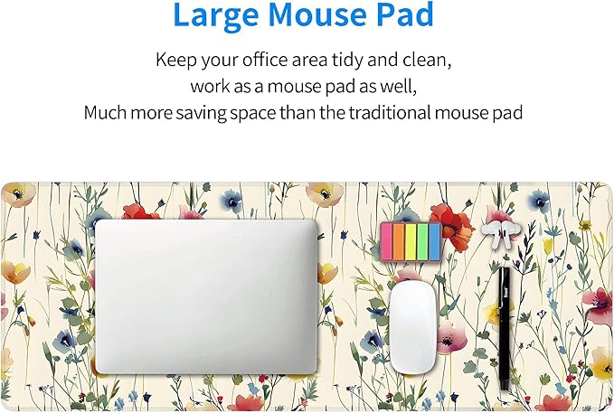 Wild Flowers Large Mouse Pad, Gaming Keyboard Desk Pad, Extended Mouse Mat - Image 8