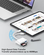 SD Card Reader for iPhone, Memory SD Card Reader USB C&Lightning Dual Port - Image 2