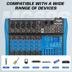Professional Audio Mixer, 6 Channel, Input 48V Phantom Power Stereo Digital USB - Image 6