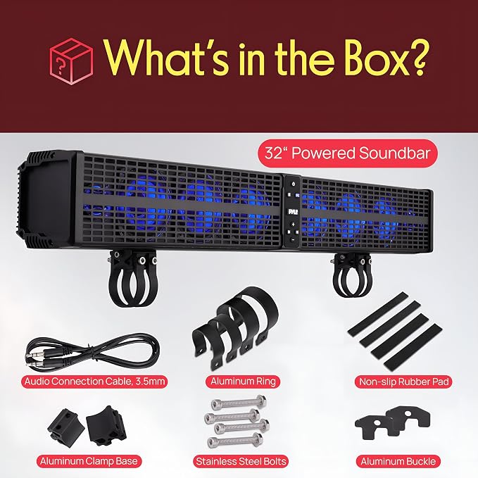 Pyle 32" Powered ATV/UTV Soundbar System, 200W Bluetooth Speakers - Image 2