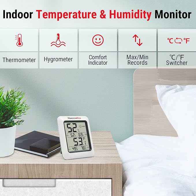 ThermoPro TP50 Digital Hygrometer Indoor Thermometer Room Thermometer and - Image 2