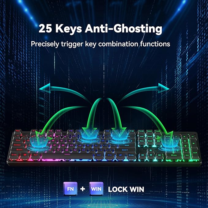 Redragon S107KS Wireless Gaming Keyboard and Mouse, RGB Backlit, 3 Mode - Image 8