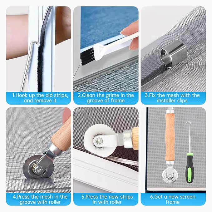 Window Screen Repair Kit, Steel/Nylon Roller Tool - Image 7