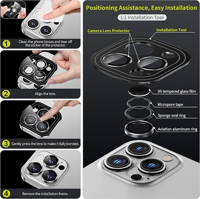 WSKEN for iPhone 14 Pro/iPhone 14 Pro Max Camera Lens Protector, HD Tempered - Image 2