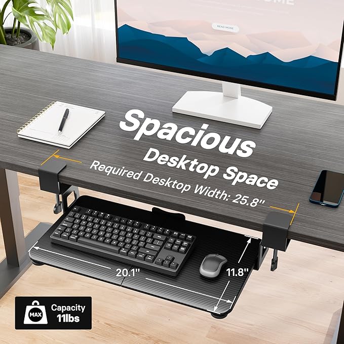 BONTEC KMT01-PJ Under Desk Keyboard Tray, Pull-Out Keyboard & Mouse Platform - Image 5