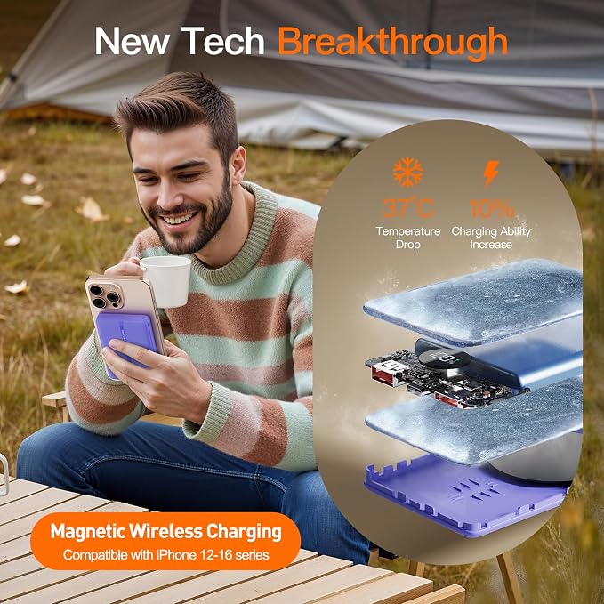 Magnetic Portable Charger, 16800mAh Wireless Power Bank, - Image 3