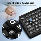 Large Print Computer Keyboard, Wired USB Full Size Quiet Keyboard - Image 4