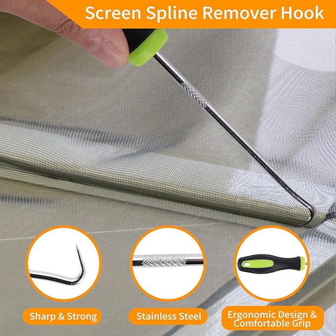 4 in 1 Window Screen Repair Tool Kit, Including 32Ft Spline, Steel Roller Tool - Image 4