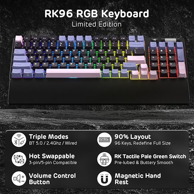 RK ROYAL KLUDGE RK96 RGB Limited Ed, 90% 96 Keys Wireless 3-Mode - Image 2