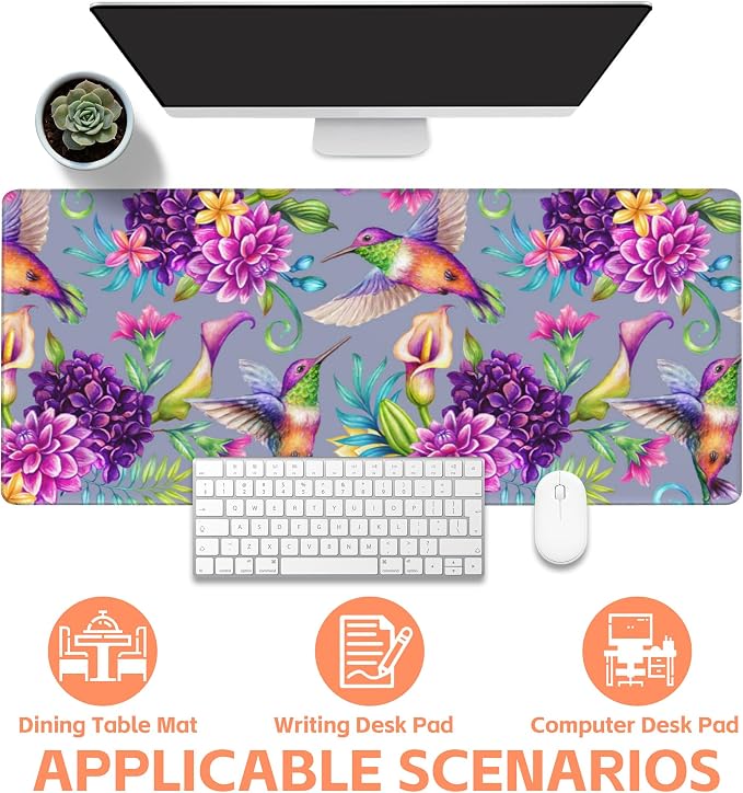 Mouse Pad Large Humming Bird and Flowers Non-Slip Gaming Desk Mat - Image 4