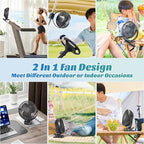 ATEngeus USB Desk Fan, Rechargeable Portable Fan, 8-Inch Clip on Fan, 10000mAh - Image 7