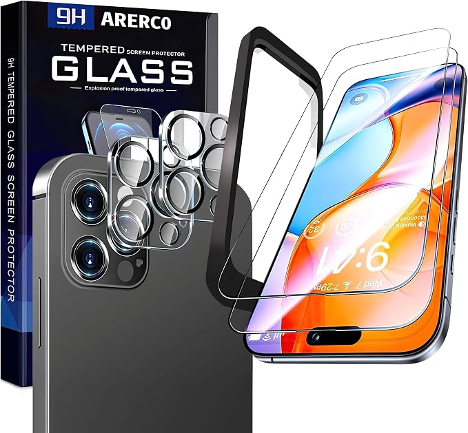 2 pack Full 9H+ Military Grade Glass Screen Protector by ARERCO