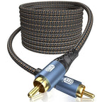 EMK Subwoofer Cable RCA to RCA Audio Cable 24K Gold-Plated Nylon Braided Double by EMK