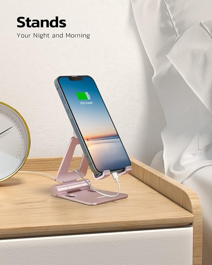 Nulaxy Dual Folding Cell Phone Stand, Fully Adjustable Foldable Desktop Phone - Image 2