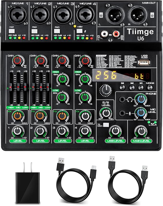 Professional 6-Channel Audio Mixer by Tiimge