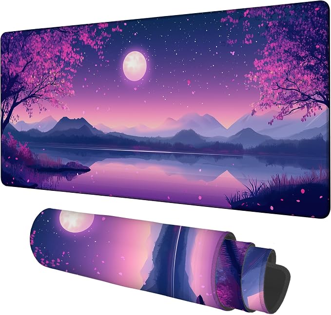 Gaming Desk Pad Large Extra Length Starry Sky Full Moon Mouse Pad Keyboard by Unknown