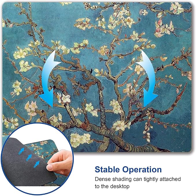 Almond Blossoms Van Gogh Mouse Pad, Oil Painting Flowers Mouse Mat, Square - Image 6