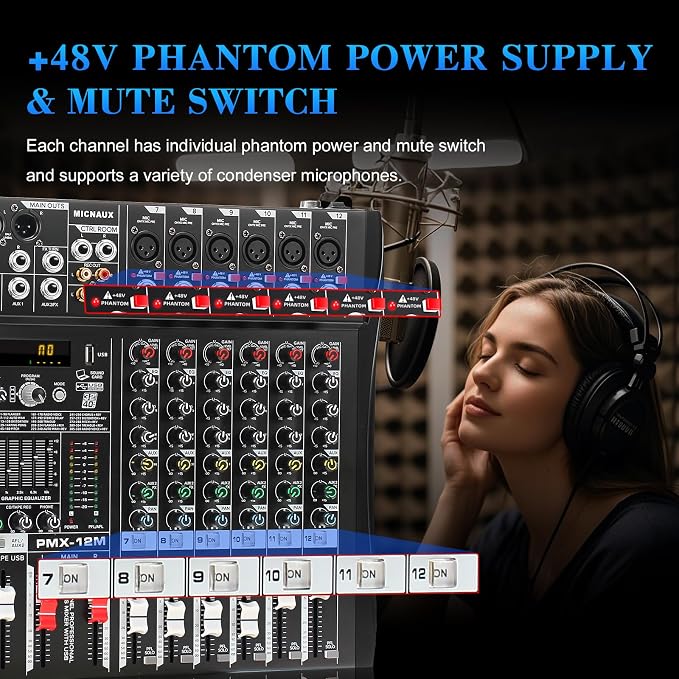 Audio Mixer 12 Channel Professional Mixer Console - Image 7
