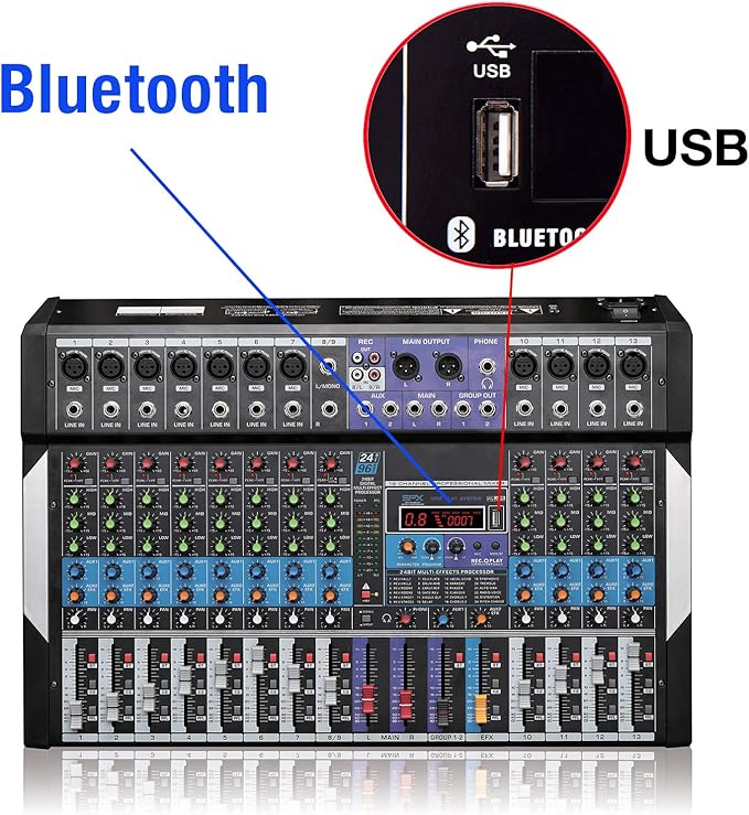 Boytone 12 Channel Bluetooth Studio Audio Mixer - Image 2