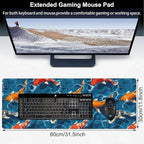 Koi Carps Desk Mat, Large Swimming Koi Fish Gaming Keyboard Mouse Pad, Non-Slip - Image 2
