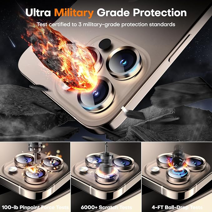 Camera Lens Protector for iPhone 16 Pro Max/16 Pro/15 Pro Max/15 Pro/14 Pro - Image 4