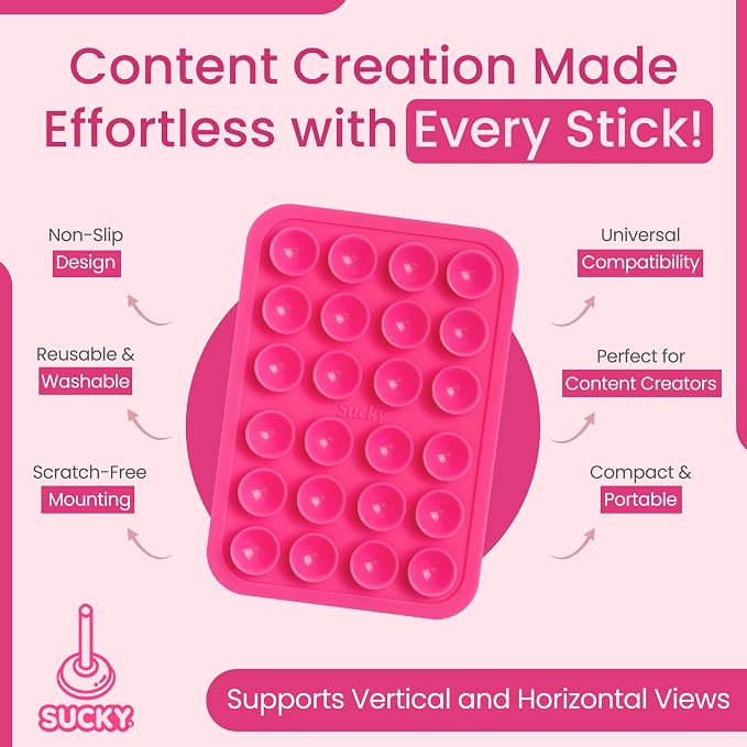 SUCKY Silicone Suction Phone Case Adhesive Octo Cup Buddy Mount - Image 5