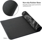 Black with White Topographic Line Large Mouse Pad, Gaming Keyboard Desk Pad - Image 4