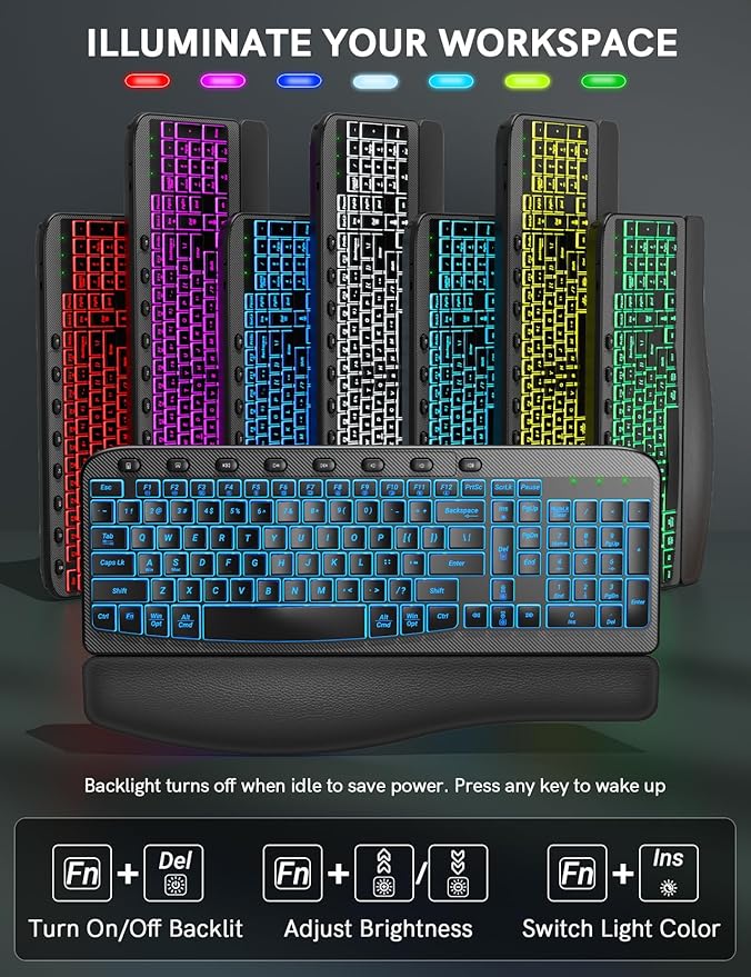 SABLUTE Ergonomic Wireless Keyboard and Mouse Combo - Image 3