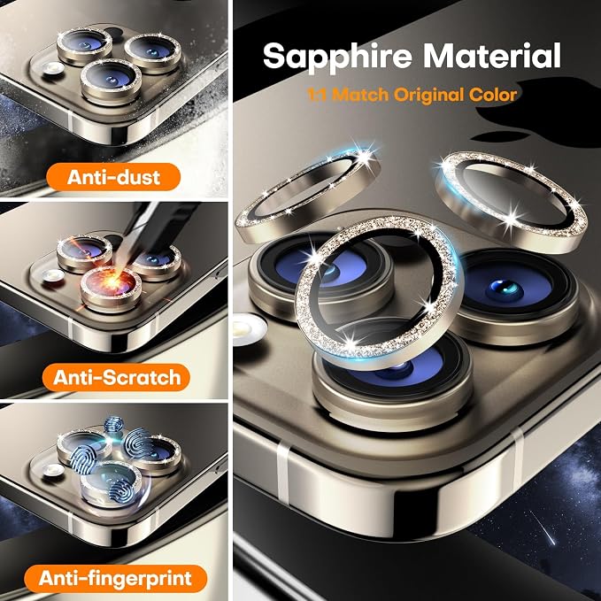 Camera Lens Protector for iPhone 16 Pro Max/16 Pro/15 Pro Max/15 Pro/14 Pro - Image 3