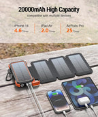 BLAVOR Solar Charger Power Bank, PD 18W Fast Charging 20000mAh Battery Pack - Image 4