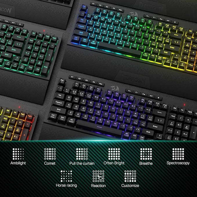 Redragon K515 PRO Shiva RGB Wireless Membrane Gaming Keyboard, 98 Keys - Image 6