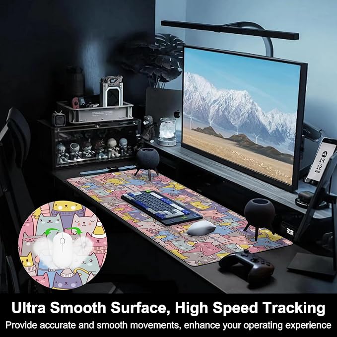 Mouse Pad, Large Cute Christmas Cats Desk Mat, Extended Non-Slip Gaming - Image 5