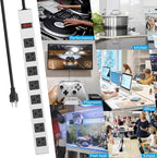 JUNNUJ Metal 8 Outlet Power Strip, Mountable Heavy Duty Power Strip, 1200J - Image 9