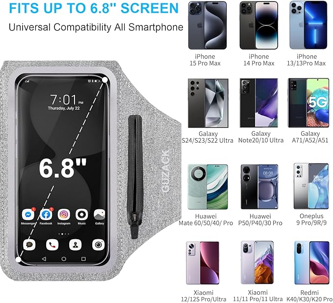 GUZACK Running Armband Case for iPhone 16/15/14/13/12/11 Pro Max, Galaxy - Image 2