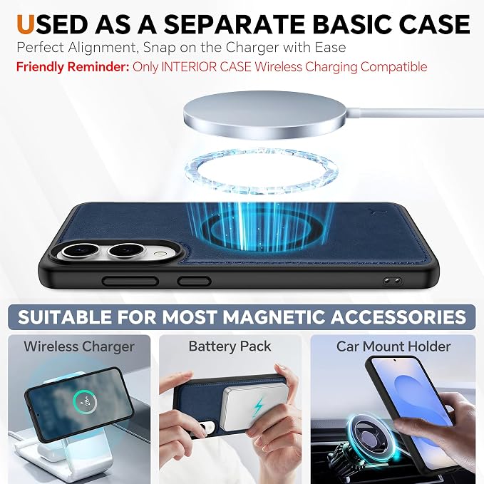 TUCCH Case Wallet for Galaxy S25 Edge, 2 in 1 Magnetic PU Leather Wrist Strap - Image 4