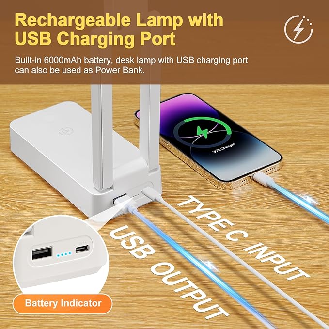 Rechargeable Lamps Cordless Lamps, 6000mAh Battery Powered Lamp, 3 - Image 4