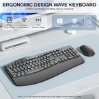 Wireless Keyboard and Mouse Combo, 2.4G Full Size Wave Keys Ergonomic Keyboard - Image 2