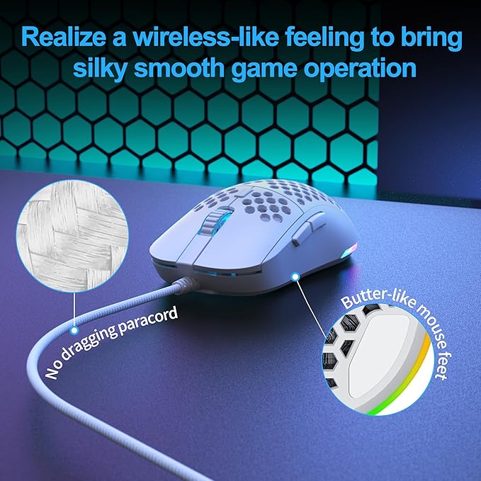 TMKB Falcon M1SE Ultralight Honeycomb Gaming Mouse, High-Precision 12800DPI - Image 5