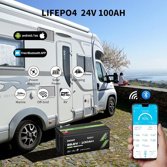 OKMO 24V 100Ah LiFePO4 Lithium Battery - Image 3