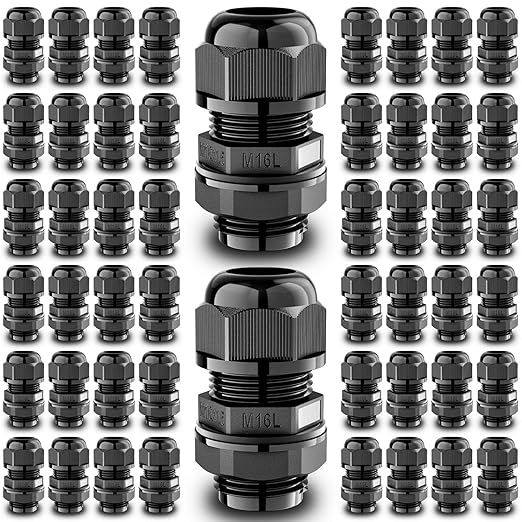 QILIPSU 50pcs M16L Long Thread Cable Gland Waterproof IP68 Nylon Strain Relief by QILIPSU