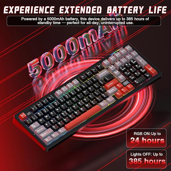 LINGBAO K98 Wireless Mechanical Gaming Keyboard, Tri-Mode BT5.0/2.4GHz/USB-C - Image 4
