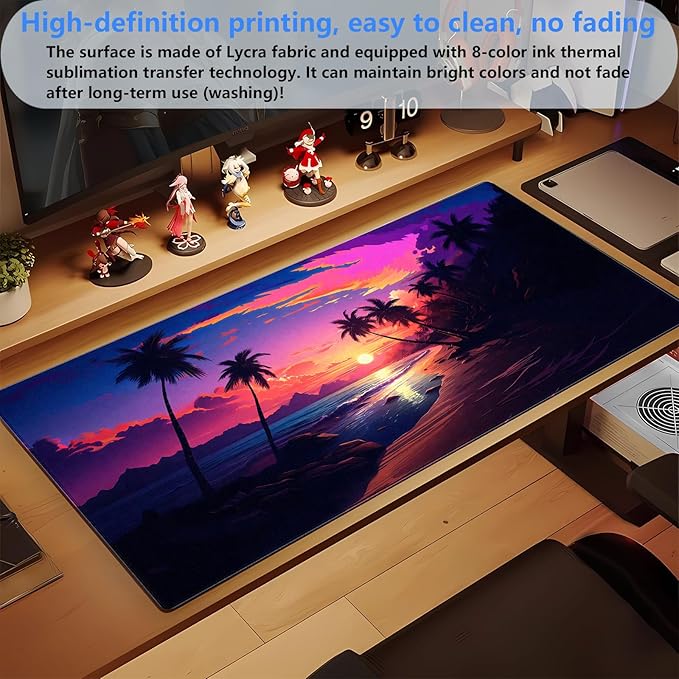 Sunset Beach Gaming Mouse Pad for Desk, Fantasy Ocean Art Desk mat Extended - Image 5