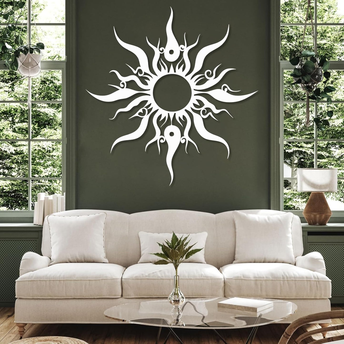 Hotuijxca Metal Wacky Sun Wall Art, Wacky Sun Metal Decor for Livingroom, Bedroom (Silver, 39"x38"/100x96cm, metal wall art)