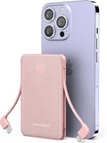 6000mah Ultra Slim Built in Cables Power Bank, Card Size Built in USB C Cords by MIISSO