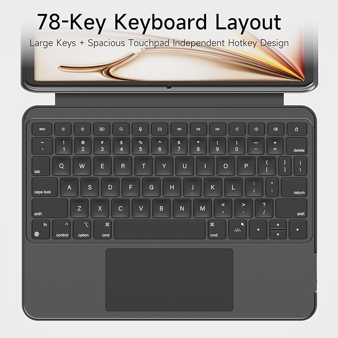 HOU iPad Air 11 Case with Keyboard Detachable Rotatable Magnetic Full - Image 6
