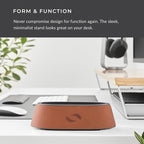 HumanCentric Vertical Laptop Stand in Vegan Cognac Leather, Upright Adjustable - Image 5