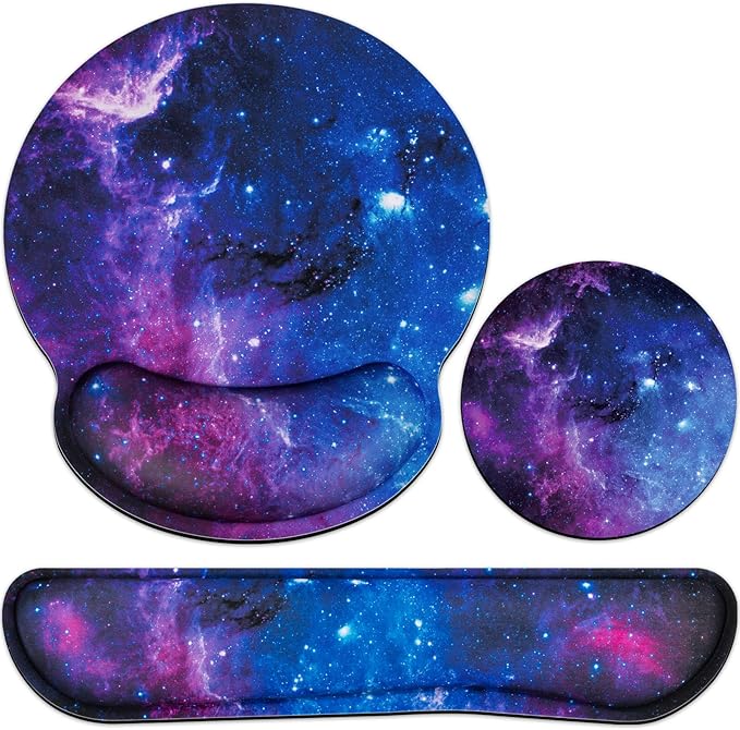 Mouse Pad with Wrist Rest Set, 3-in-1 Wrist Support Mousepad Set, Gaming Mat by QOMOLAMA